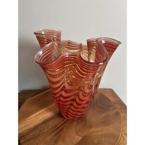 Large  Hand-blown handkerchief vase